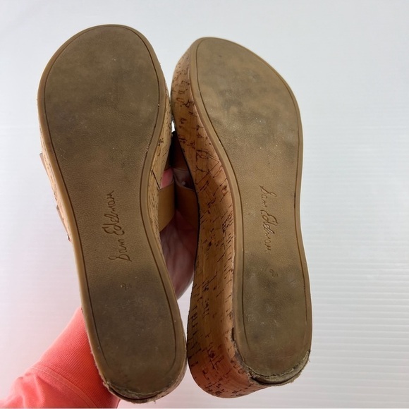 Sam Edelman Raynere Slide Platform Cork Wedge Leather Sandal Women’s Size 9.5 - Picture 10 of 11